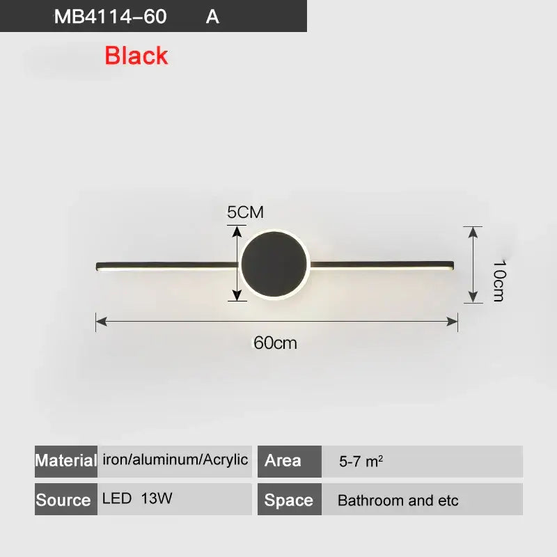 Modern white & black circular led wall lamps bathroom mirror light