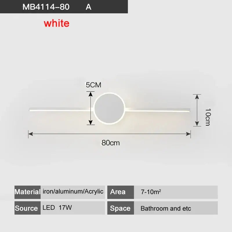 Modern white & black circular led wall lamps bathroom mirror light