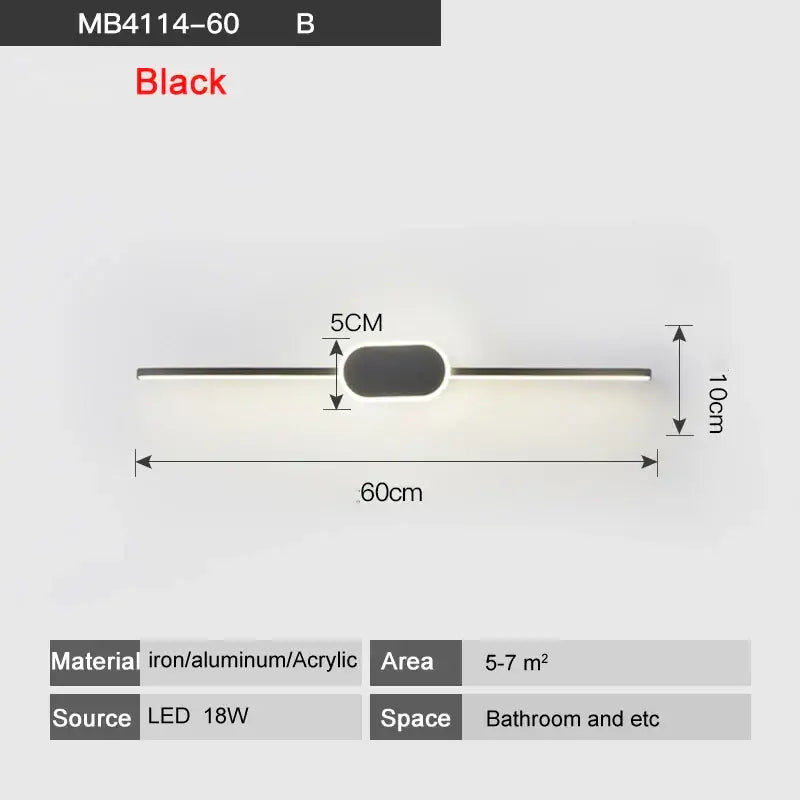 Modern white & black circular led wall lamps bathroom mirror light