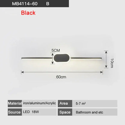 Modern white & black circular led wall lamps bathroom mirror light