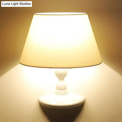 Modern white black cone ceramic wall sconce bedroom fabric light