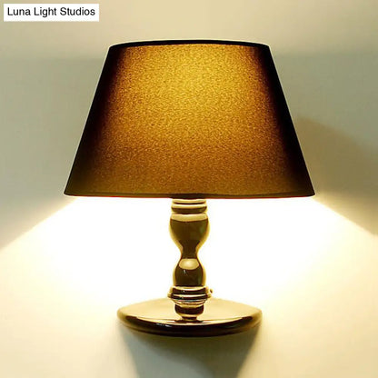 DecorBites™ Modern White/Black Cone Wall Sconce: Fabric LED Wall Mount Light for Bedside