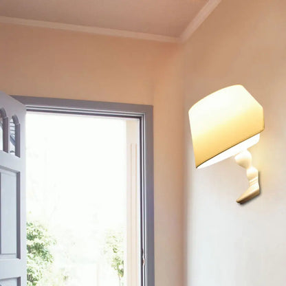 DecorBites™ Modern White/Black Cone Wall Sconce: Fabric LED Wall Mount Light for Bedside