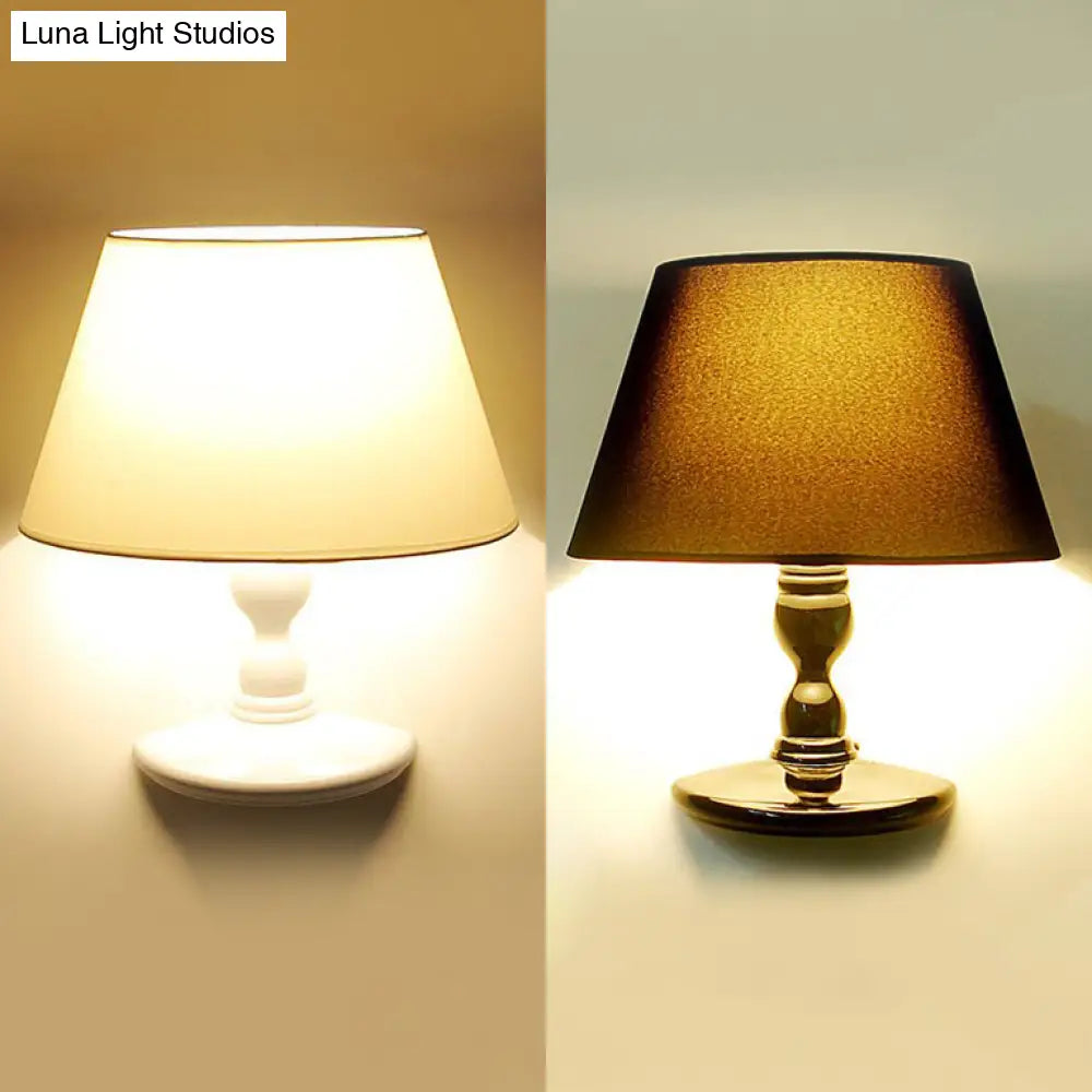 DecorBites™ Modern White/Black Cone Wall Sconce: Fabric LED Wall Mount Light for Bedside