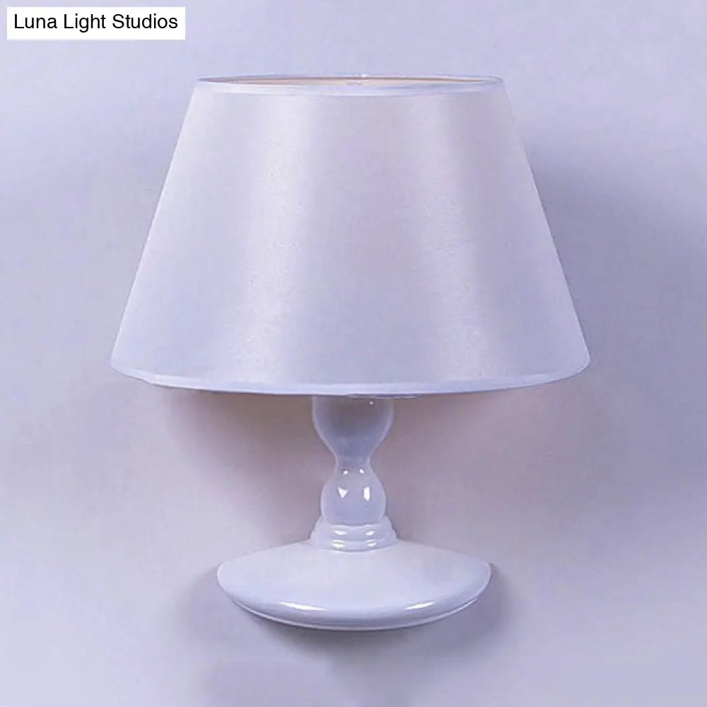 DecorBites™ Modern White/Black Cone Wall Sconce: Fabric LED Wall Mount Light for Bedside