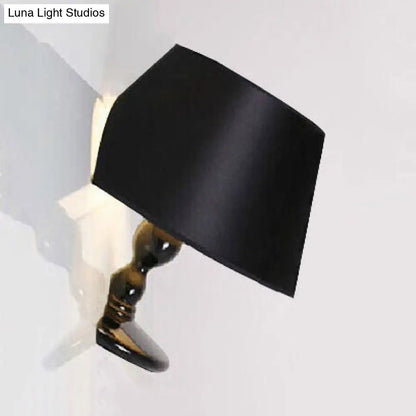 DecorBites™ Modern White/Black Cone Wall Sconce: Fabric LED Wall Mount Light for Bedside