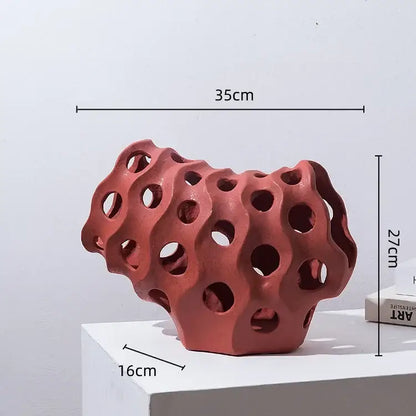 Modern white & black coral geometric resin sculpture living room decor