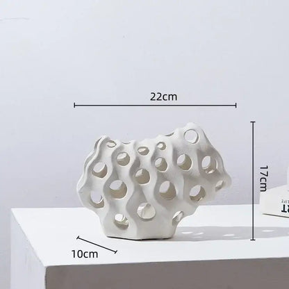 Modern white & black coral geometric resin sculpture living room decor