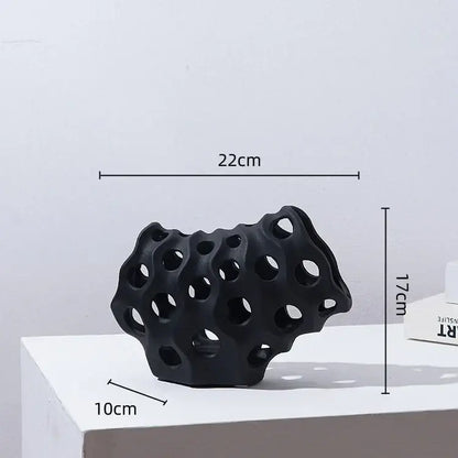 Modern white & black coral geometric resin sculpture living room decor