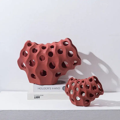 Modern white & black coral geometric resin sculpture living room decor