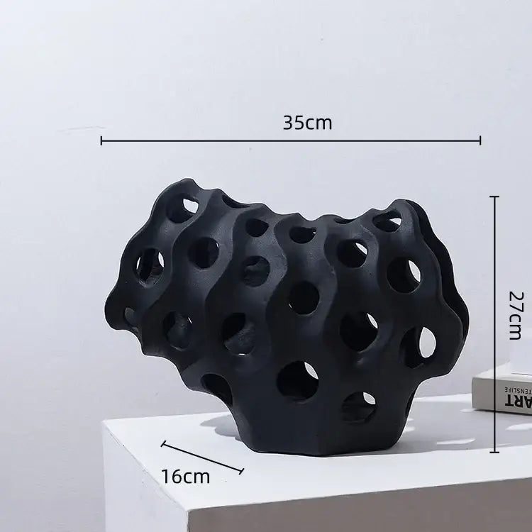 Modern white & black coral geometric resin sculpture living room decor