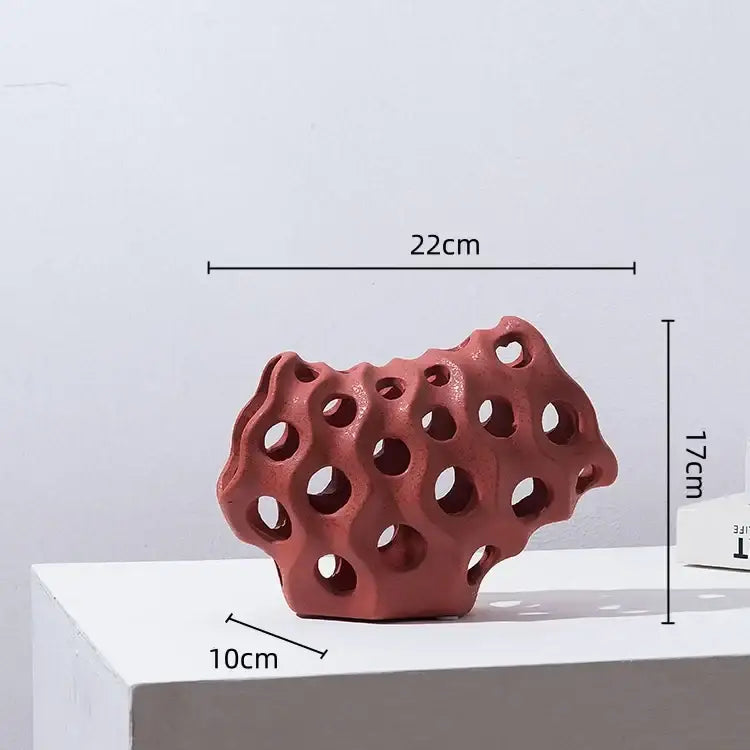 Modern white & black coral geometric resin sculpture living room decor