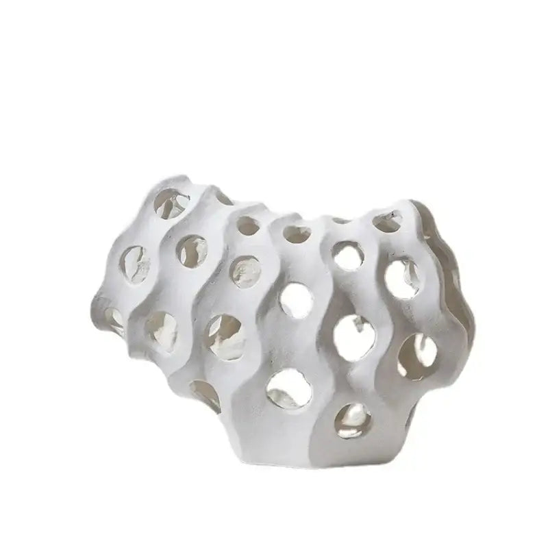 Modern white & black coral geometric resin sculpture living room decor