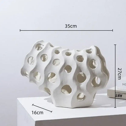 Modern white & black coral geometric resin sculpture living room decor