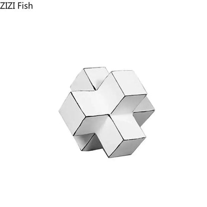 Modern white & black cube block sculpture living room geometric art