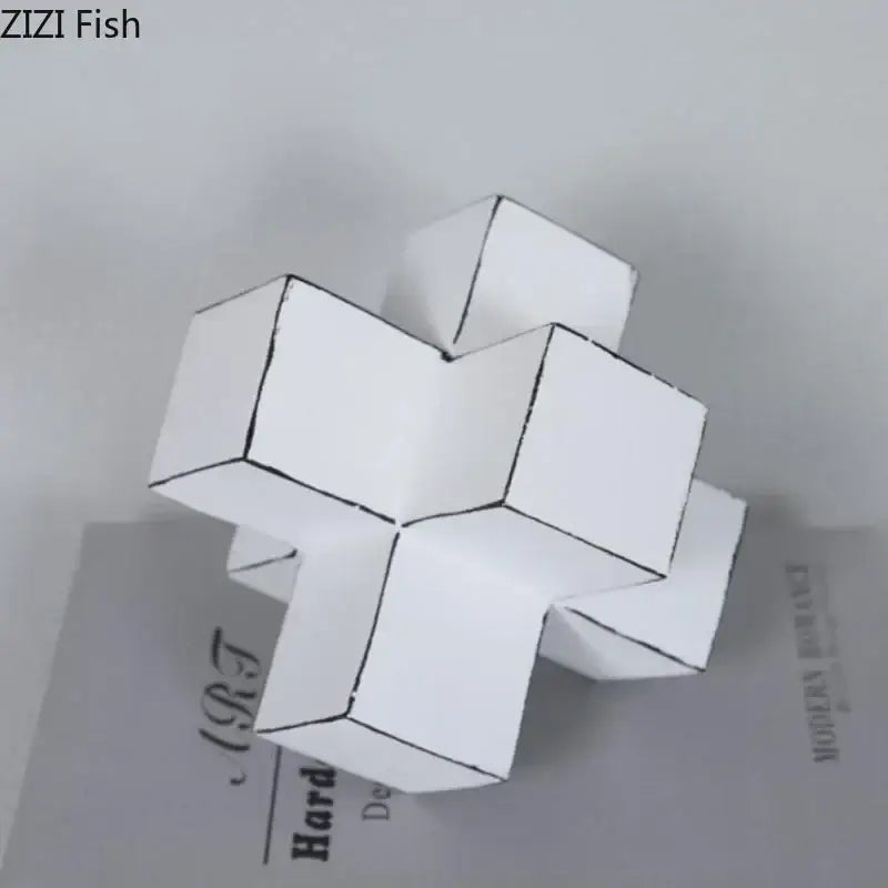 Modern white & black cube block sculpture living room geometric art