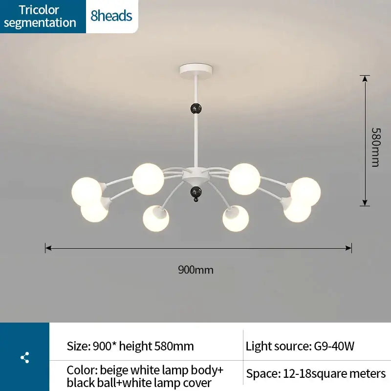 Modern white & black cream wind chandelier living room lamp