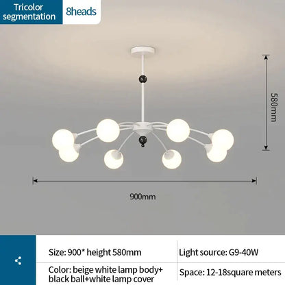 Modern white & black cream wind chandelier living room lamp