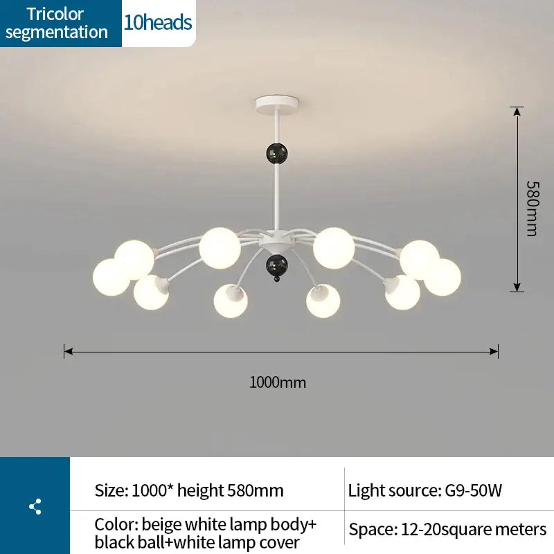 Modern white & black cream wind chandelier living room lamp