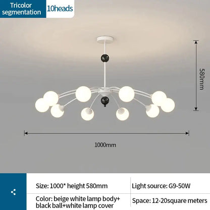 Modern white & black cream wind chandelier living room lamp