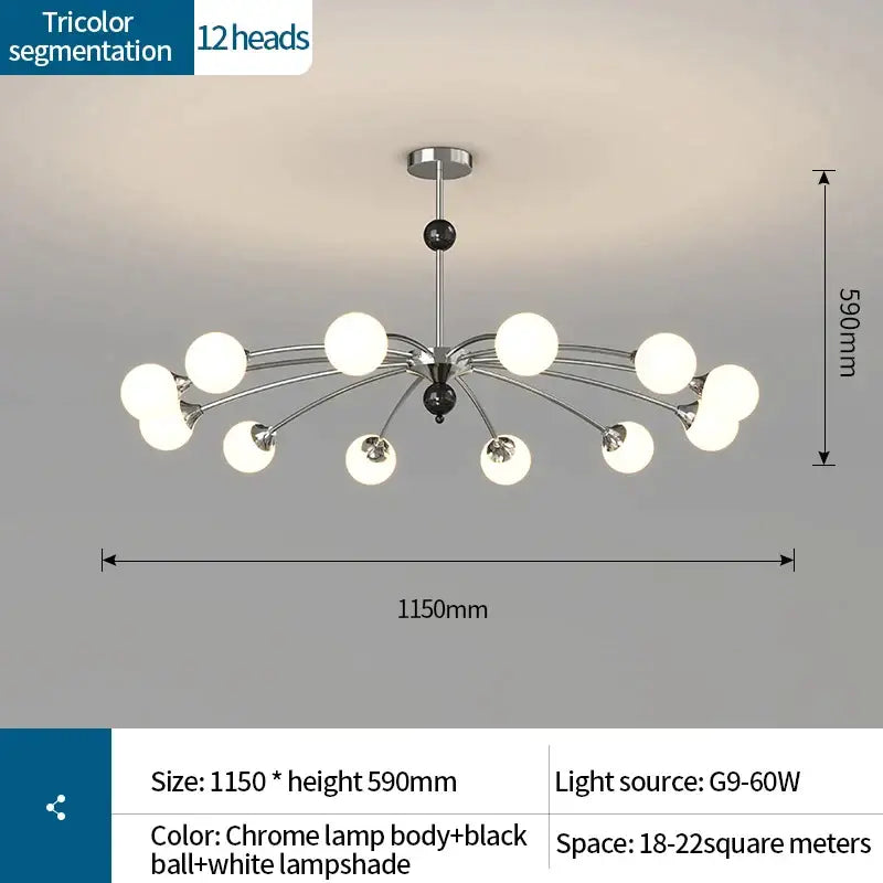 Modern white & black cream wind chandelier living room lamp