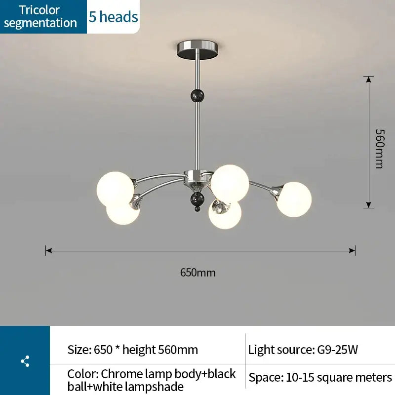 Modern white & black cream wind chandelier living room lamp