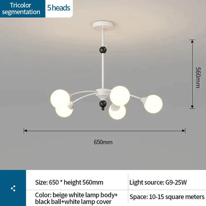 Modern white & black cream wind chandelier living room lamp