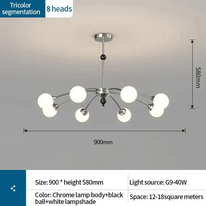 Modern white & black cream wind chandelier living room lamp