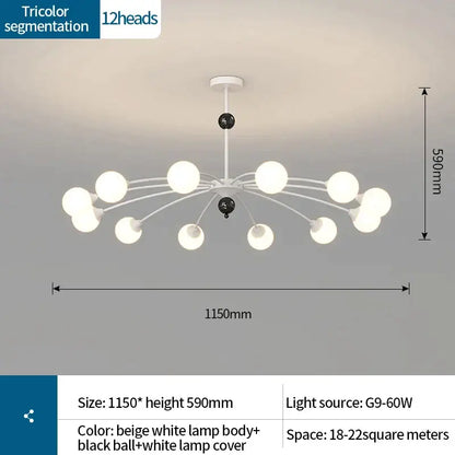 Modern white & black cream wind chandelier living room lamp