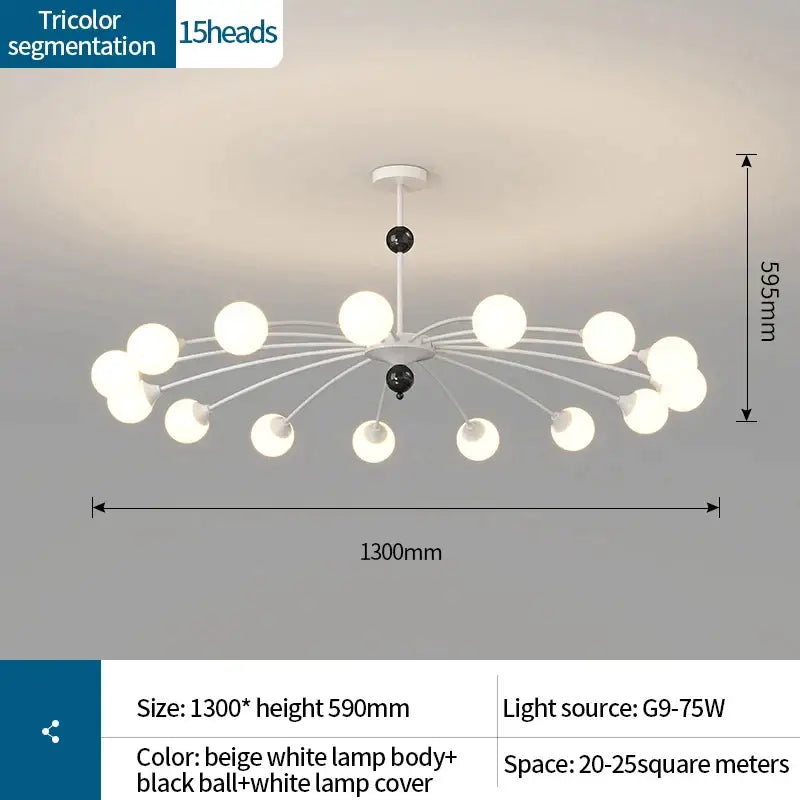 Modern white & black cream wind chandelier living room lamp