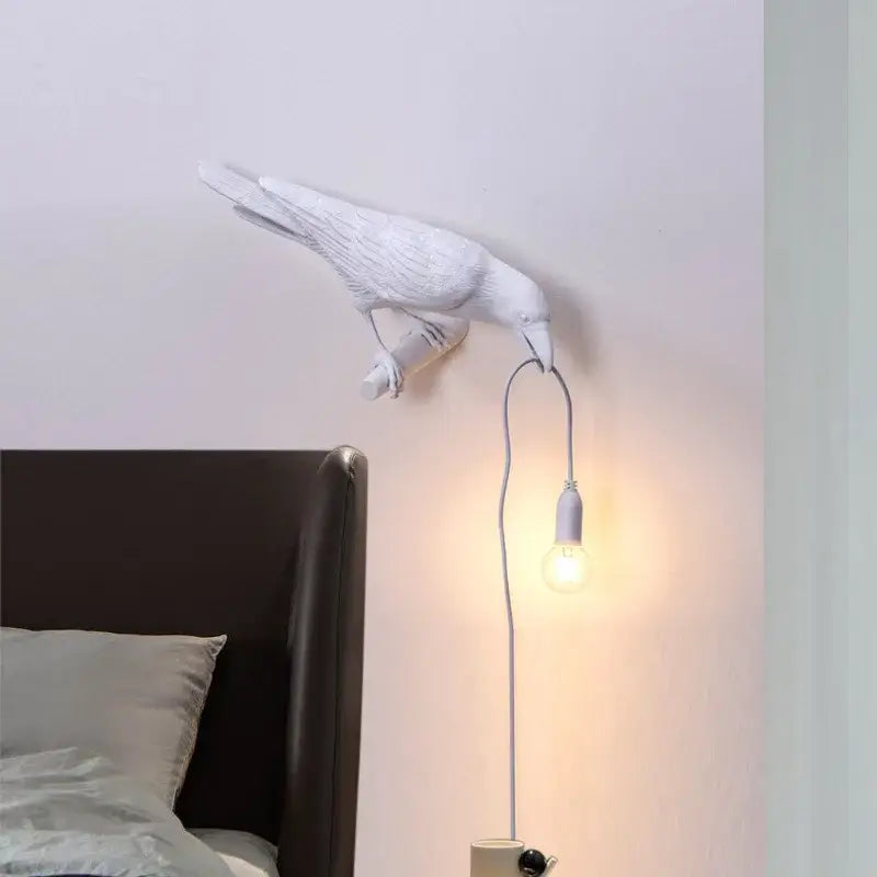 Modern white & black designer bird wall lamp bedroom light