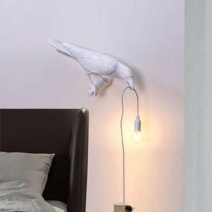 Modern white & black designer bird wall lamp bedroom light
