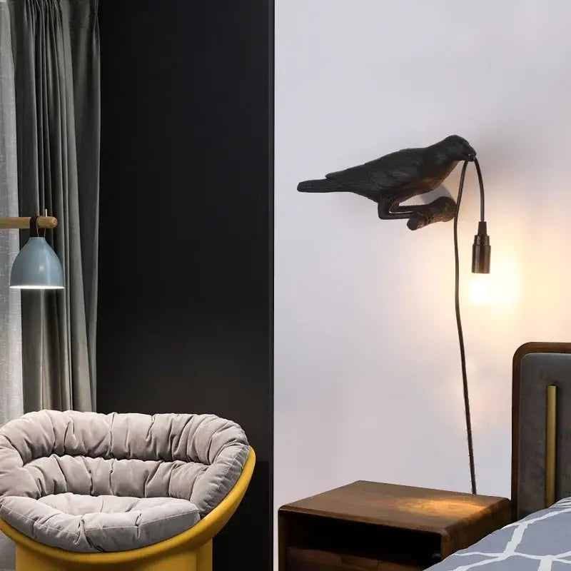 Modern white & black designer bird wall lamp bedroom light