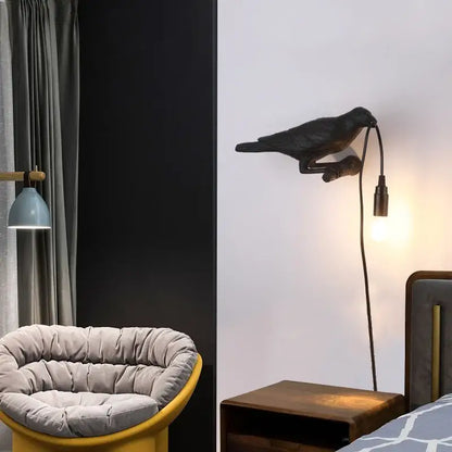 Modern white & black designer bird wall lamp bedroom light
