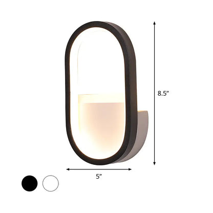 Modern white & black ellipse led wall lamp bedroom warm white light