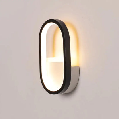 Modern white & black ellipse led wall lamp bedroom warm white light