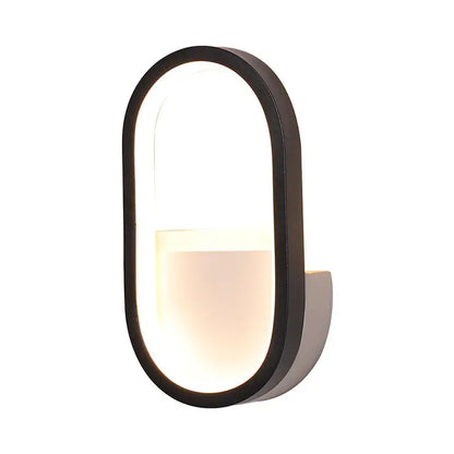Modern white & black ellipse led wall lamp bedroom warm white light