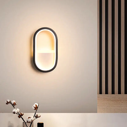 Modern white & black ellipse led wall lamp bedroom warm white light