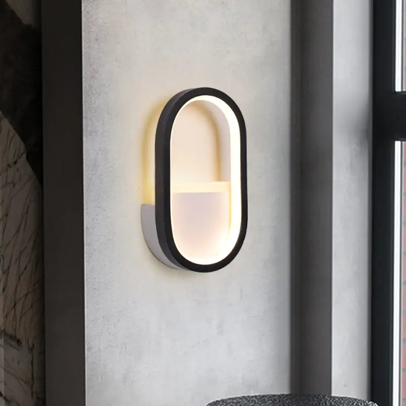 Modern white & black ellipse led wall lamp bedroom warm white light