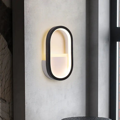 Modern white & black ellipse led wall lamp bedroom warm white light
