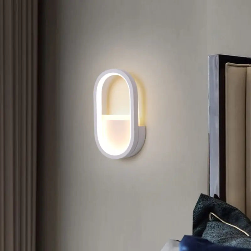 Modern white & black ellipse led wall lamp bedroom warm white light