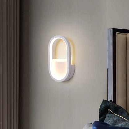 Modern white & black ellipse led wall lamp bedroom warm white light