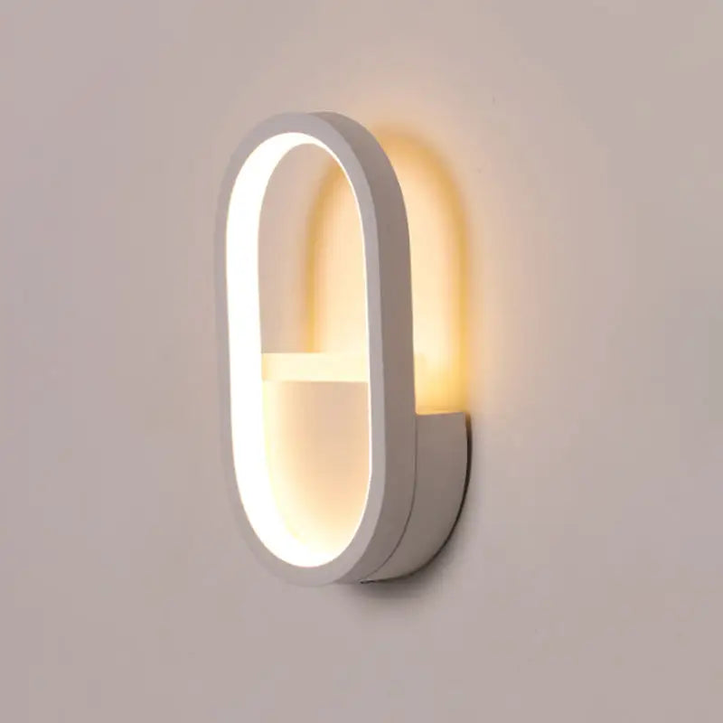 Modern white & black ellipse led wall lamp bedroom warm white light