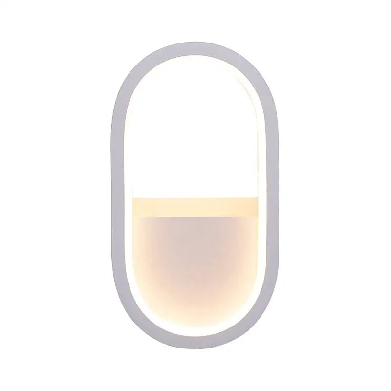 Modern white & black ellipse led wall lamp bedroom warm white light