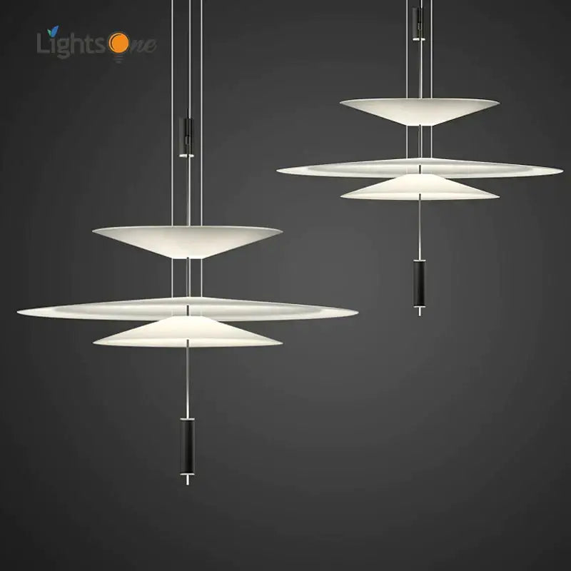 Modern white & black flying saucer pendant light for dining room