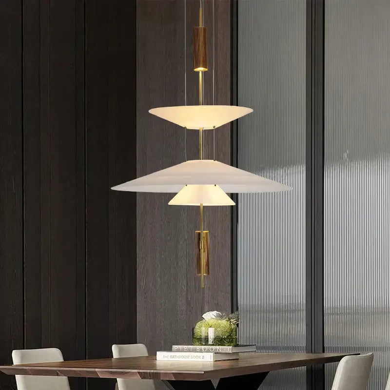 Modern white & black flying saucer pendant light for dining room