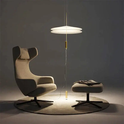Modern white & black flying saucer pendant light for dining room