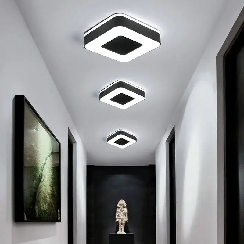 Modern white & black led ceiling light corridor minimalist design