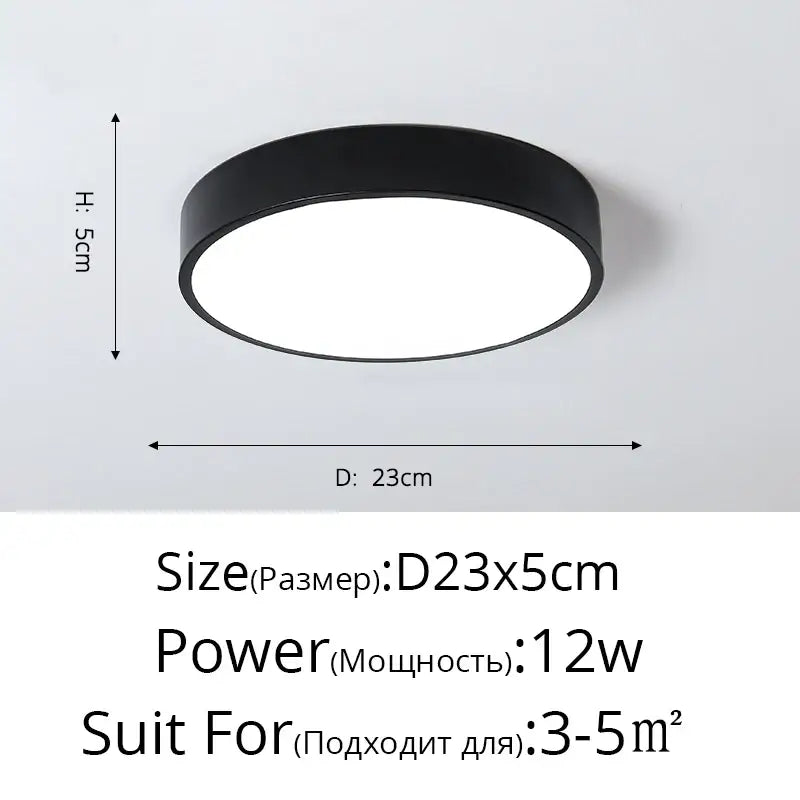 Modern white & black led ceiling light corridor minimalist design