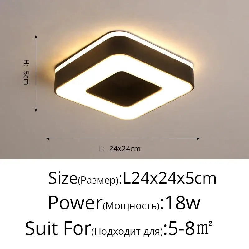 Modern white & black led ceiling light corridor minimalist design